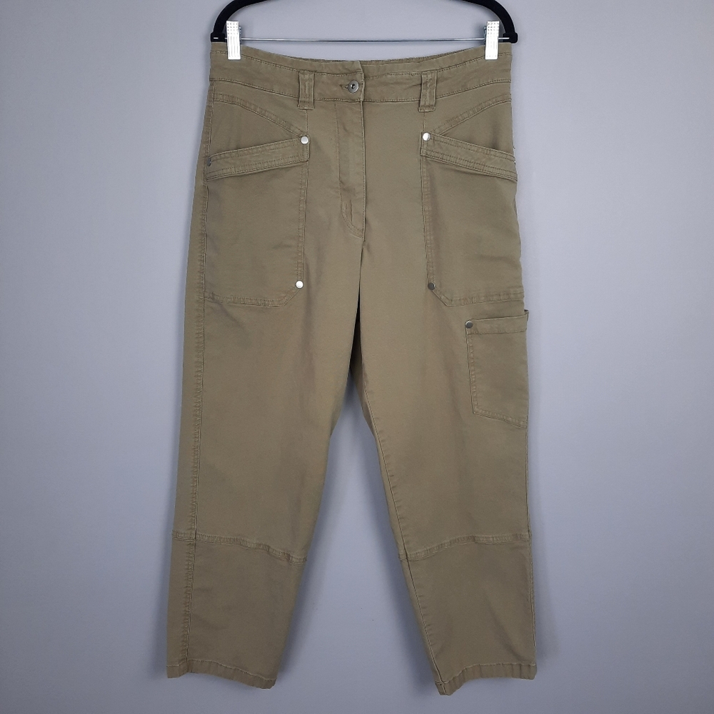 Anthropologie Maeve Turner Tan High Rise Ankle Length Cargo Utility Pants 31